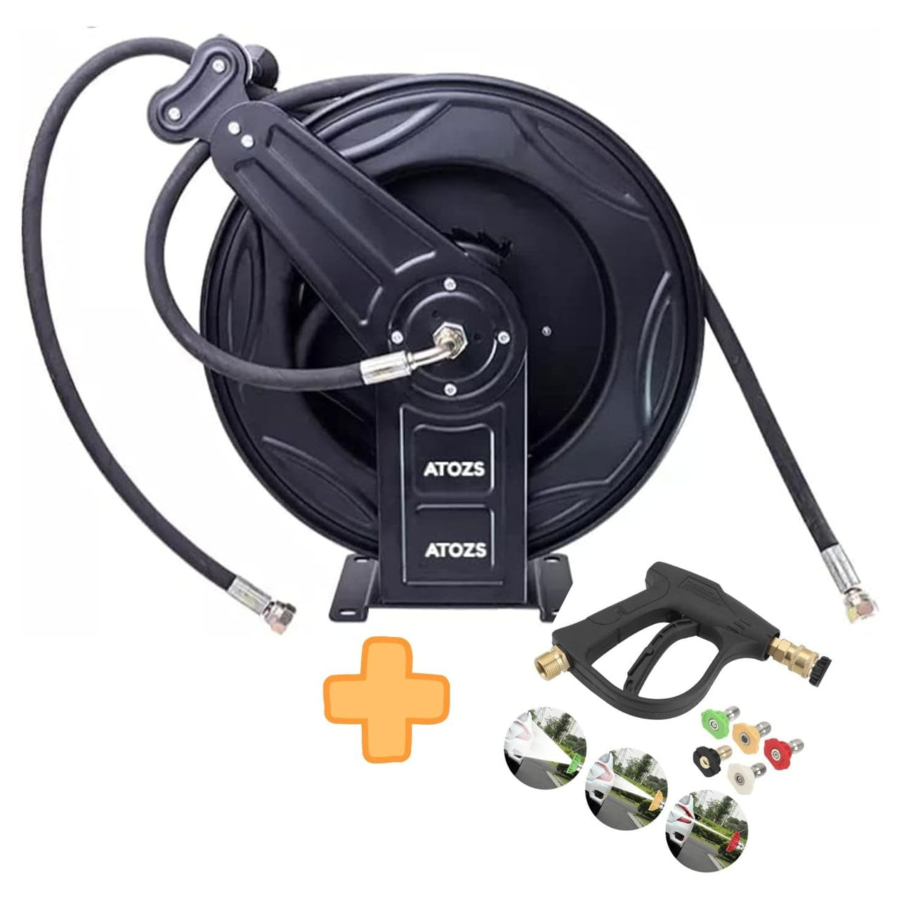 4000 PSI Pressure Washer Hose Reel 50FT with Spray Gun