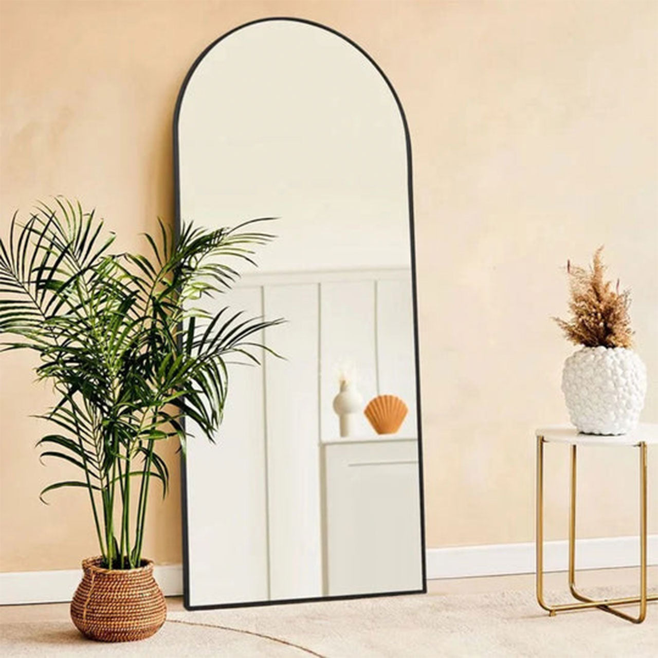 Arch Mirror With Black Aluminum Frame 200x120 Cm
